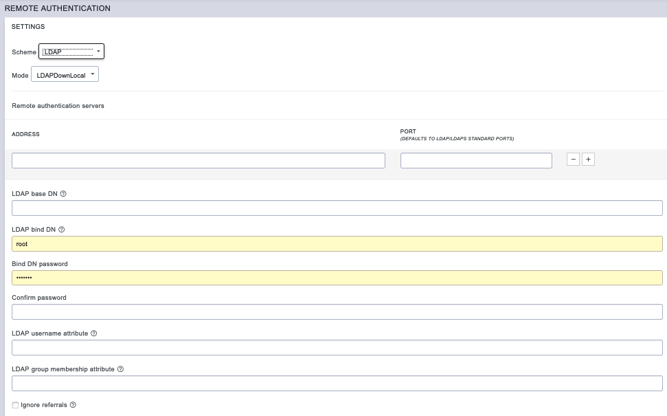 Image of the Lighthouse UI showing how to set up LDAP Configuration